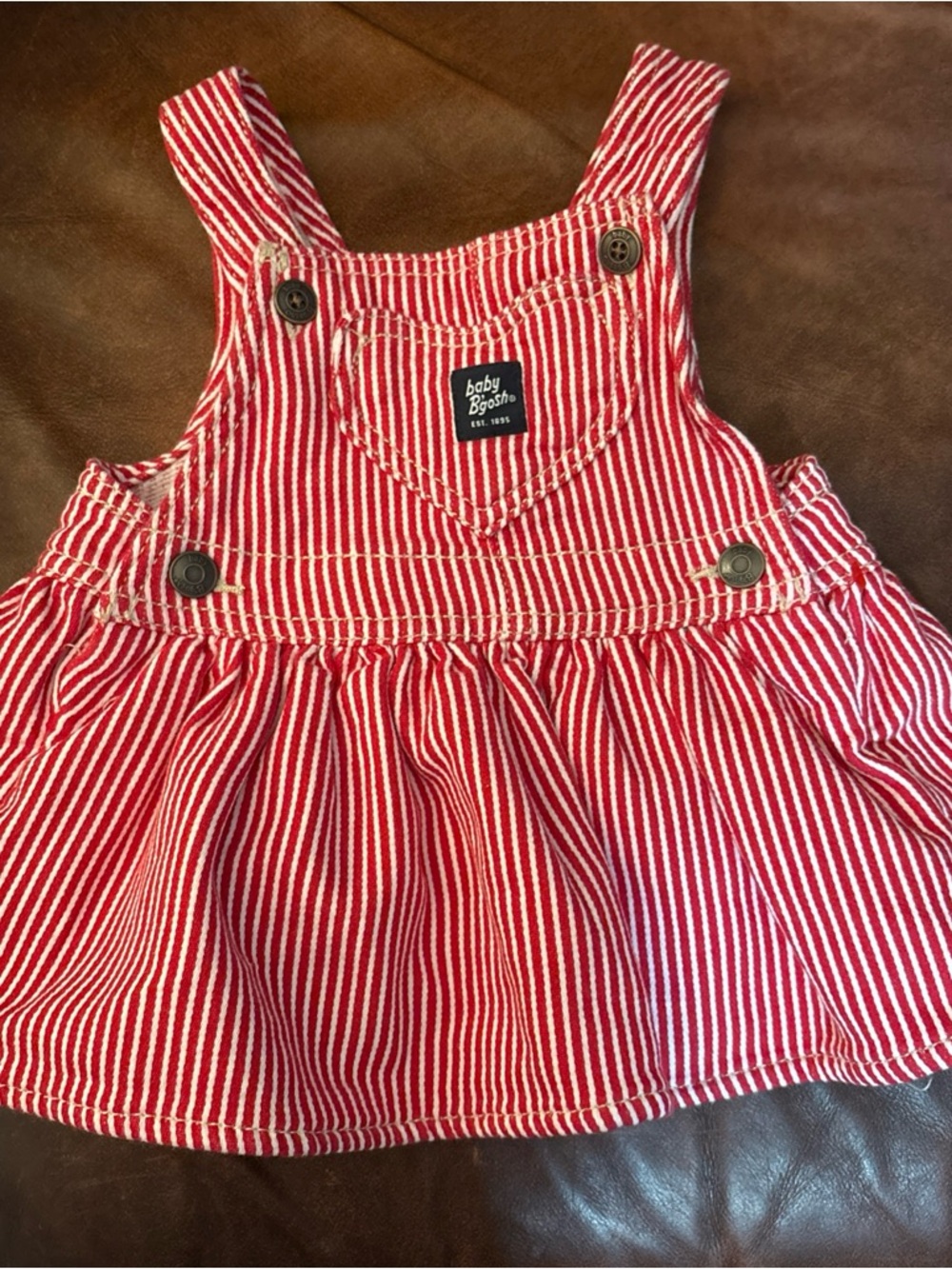Baby B'gosh vintage Red & White Striped Overall Dress 6 months baby girl